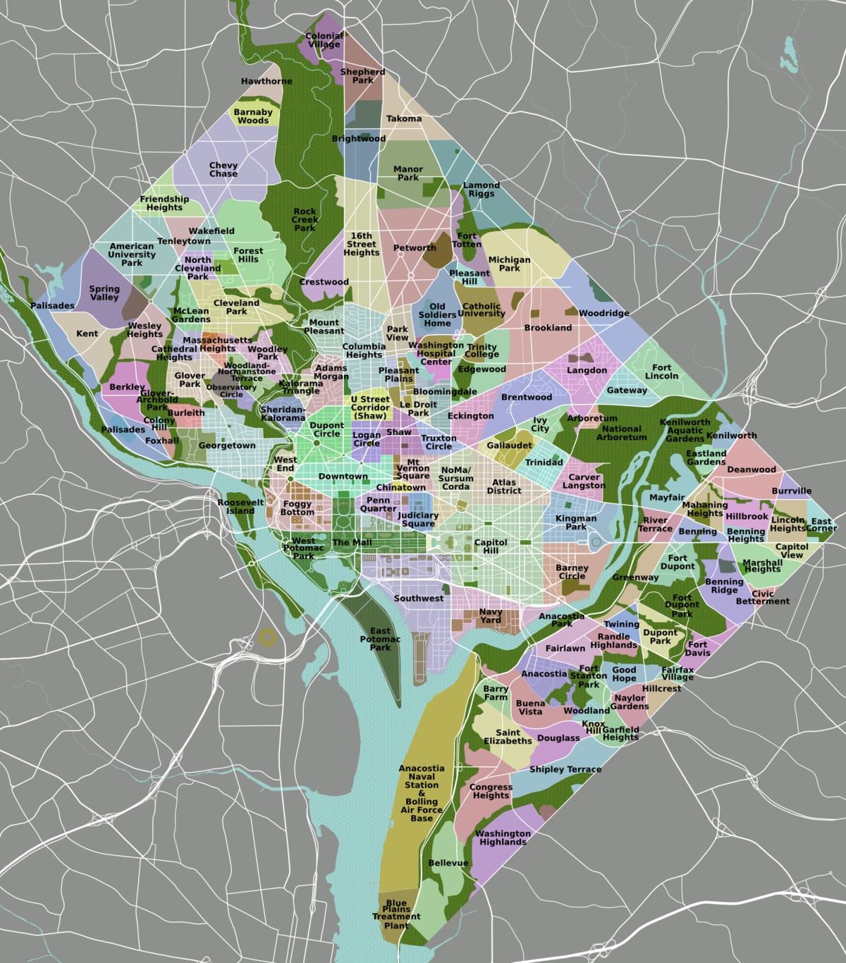வரைபடம் dc மற்றும் சுற்றியுள்ள பகுதியில்