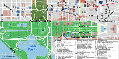 வரைபடம் வாஷிங்டன் dc முக்கிய இடங்கள்